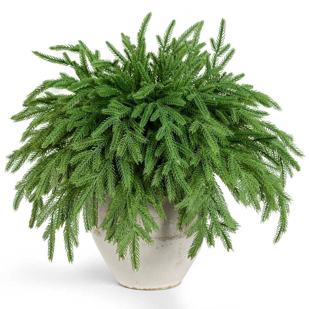 VivaFaux 50 Pcs Artificial Norfolk Pine Stems, Real Touch Faux Greenery Picks...
