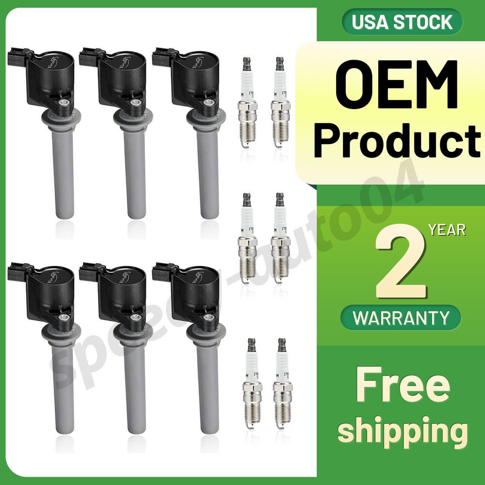6 Spark Plugs & Ignition Coils Pack FD502 DG500 For Ford Escape Mazda Mercury