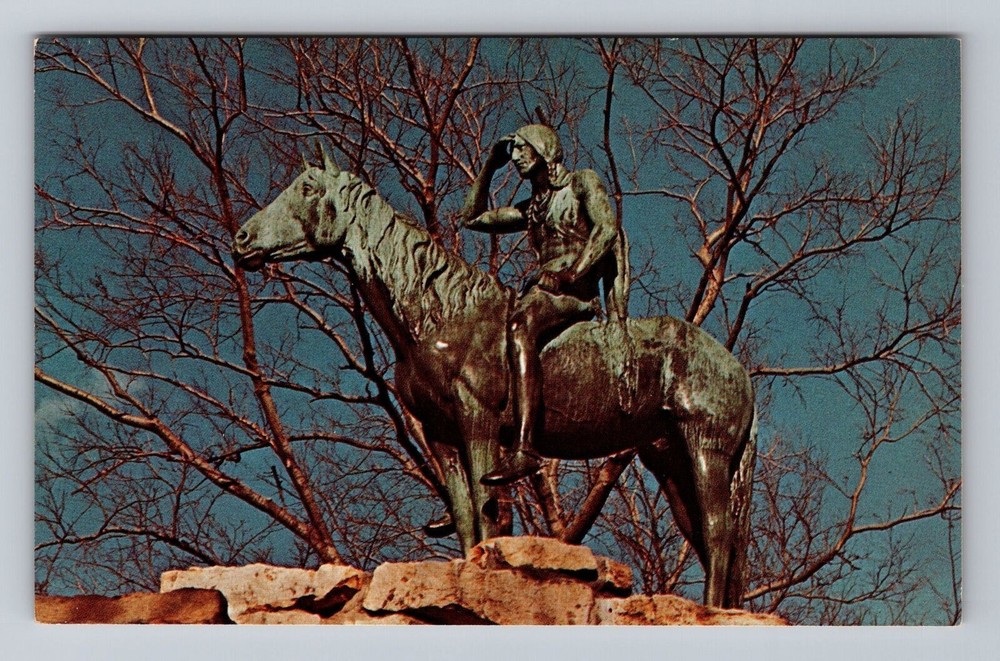 Missouri MO Kansas City The Scout Statue Penn Valley Park Vintage Postcard