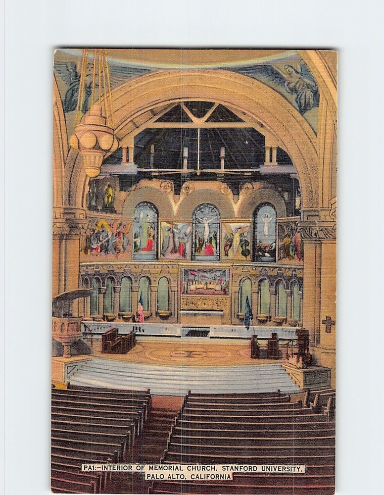 Postcard Interior Of Memorial Church Stanford University Palo Alto CA USA