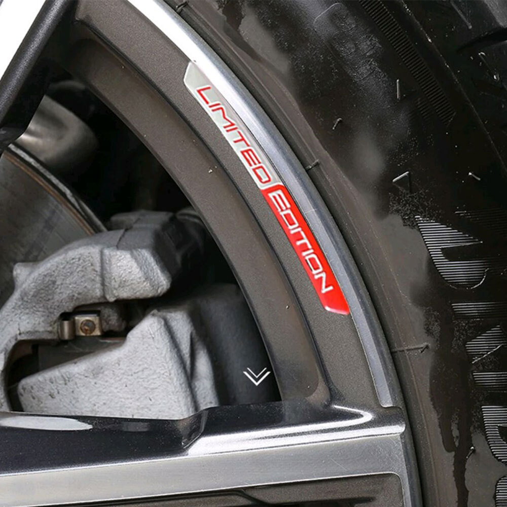 4Pcs Limited Edition Red Car Wheel Hub Sticker Emblem Badge Decal Set