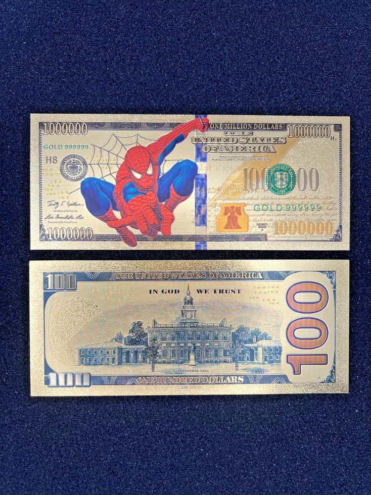 Spiderman - 24k Gold Foil Banknote - Super Hero Tv Show/Movie Character