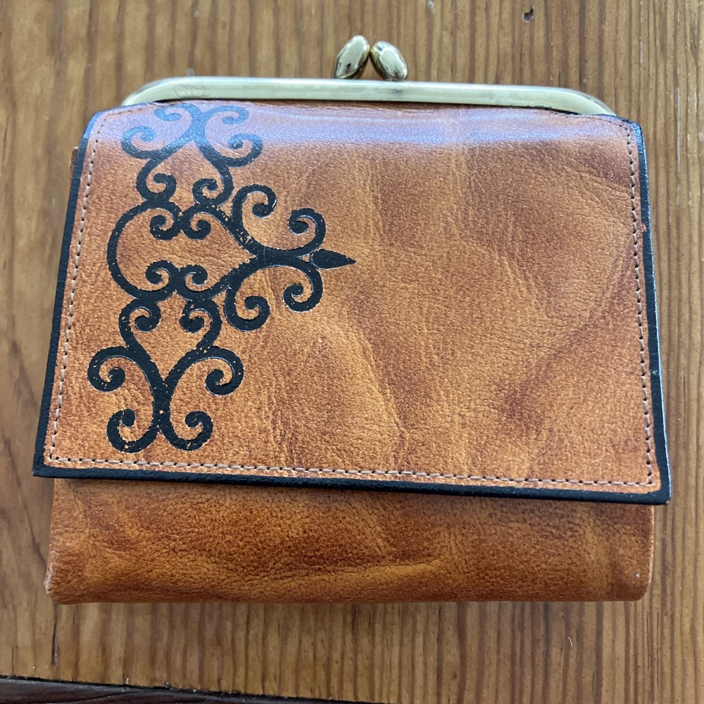 Princess Gardner Brown Cowhide Leather Woman's Wallet/Billfold/Purse Kisslock