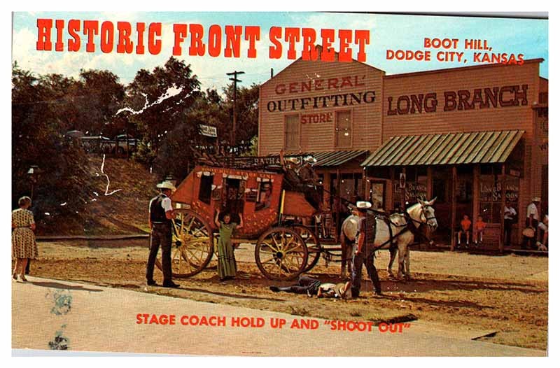 Postcard SHOPS SCENE Dodge City Kansas KS m/09 AR5373