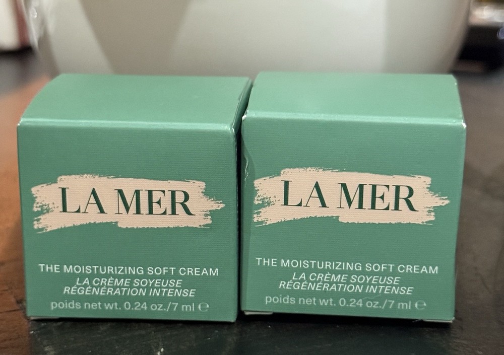 2 LA MER The Moisturizing Soft Cream Anti-Aging Travel Sized .24 oz / 7 mL NIB