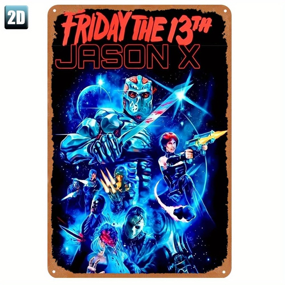 Friday the 13th: Jason X Movie Poster Metal Tin Sign - Vintage Horror Artwor