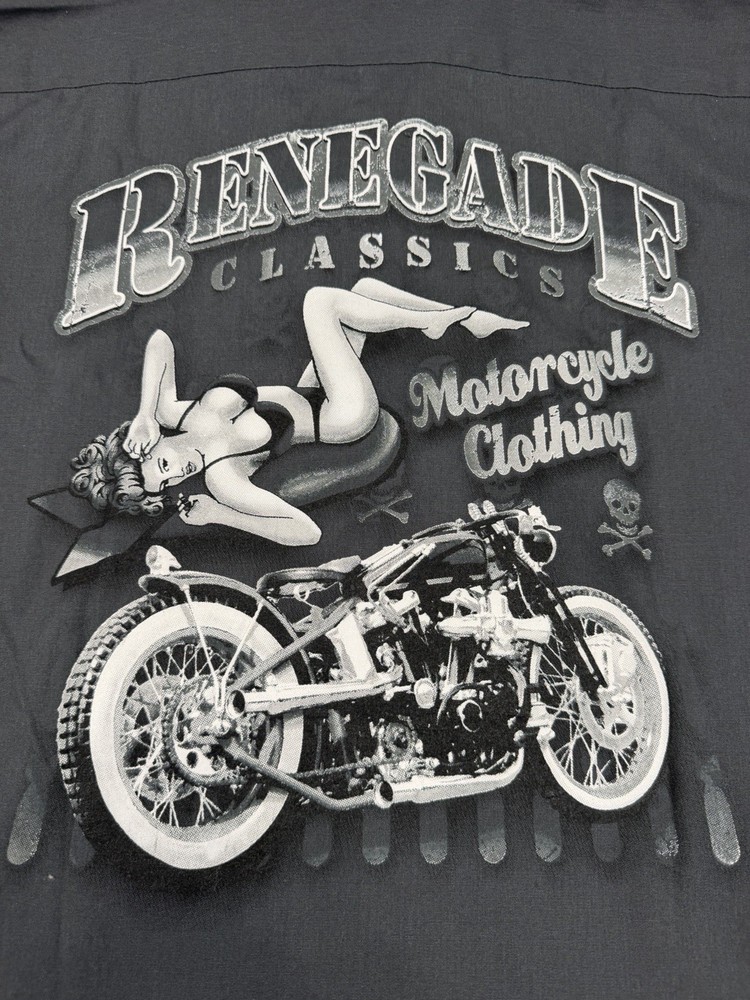 Renegade Classics Motorcycles Dickies Mechanic Shirt Pinup Girl Graphic Mens M