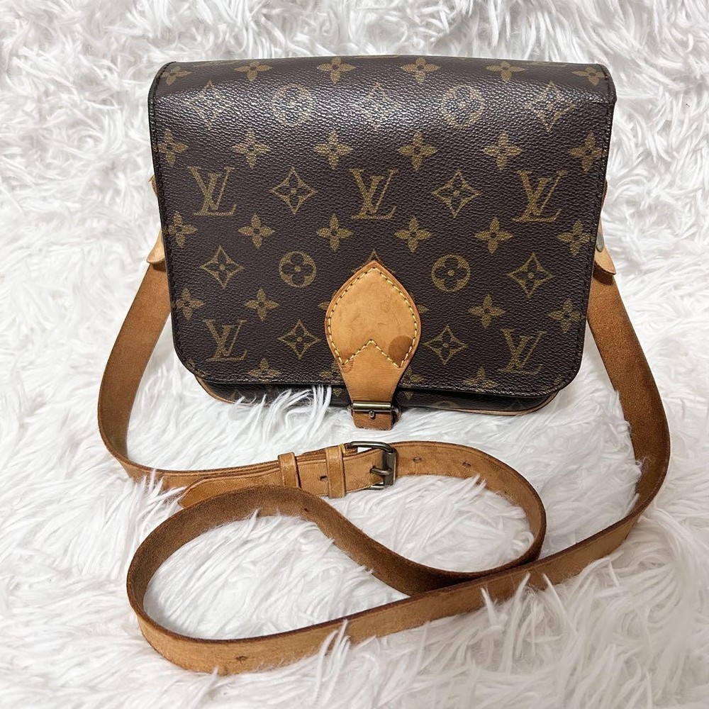 Louis Vuitton Cartesier MM Monogram Leather Shoulder Bag in Brown Pre-Owned