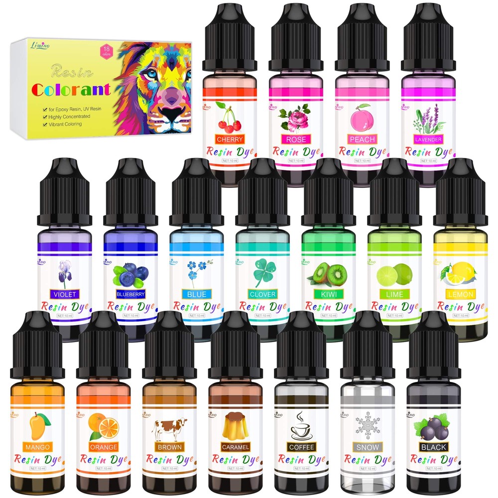 18-Color UV Resin Dye Kit 10ml for DIY Jewelry Crafts