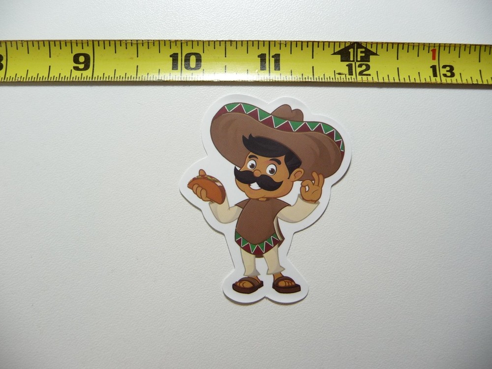 Fun Mexican Taco Man Sombrero Decal Sticker for Food Lovers