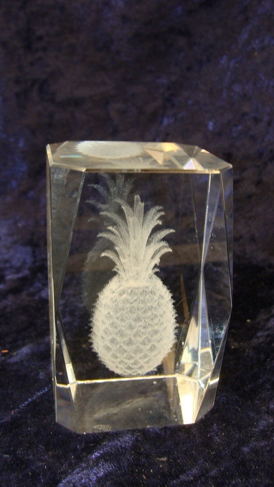 ACID ETCHED BEAUTIFUL CRYSTAL PAPERWEIGHT ~ 3” x 2” ~ VGC ~-image