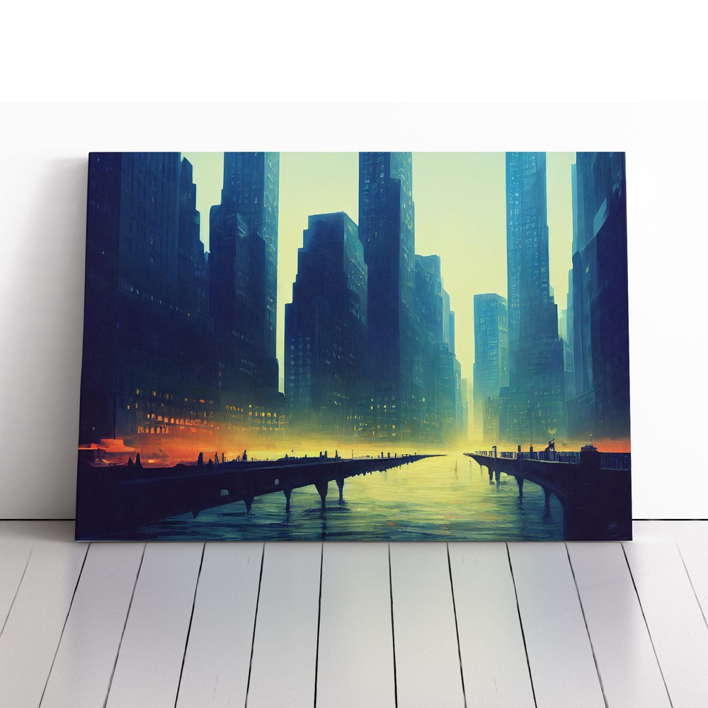 New York Skyline Concept Canvas Wall Art Print Framed Picture Decor Living Room