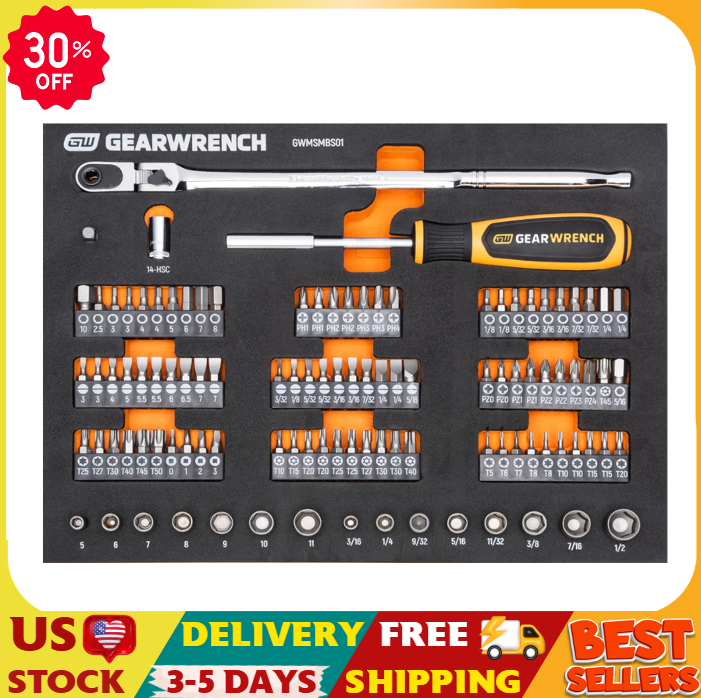 GEARWRENCH 105-Piece 1/4” Drive Slim Head Mechanics Tool Set in Foam Storage Tra