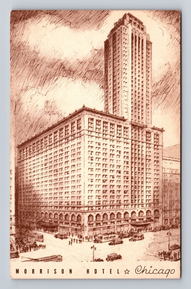 Chicago IL-Illinois, Morrison Hotel, Advertisement, Antique, Vintage Postcard