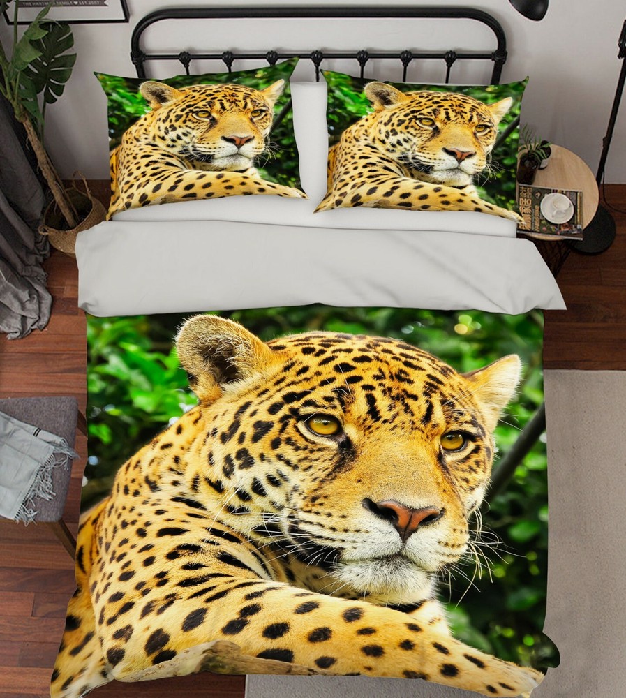 3D Yellow Leopard ZHUA128 Bed Pillowcases Quilt Duvet Cover Set Queen King Zoe