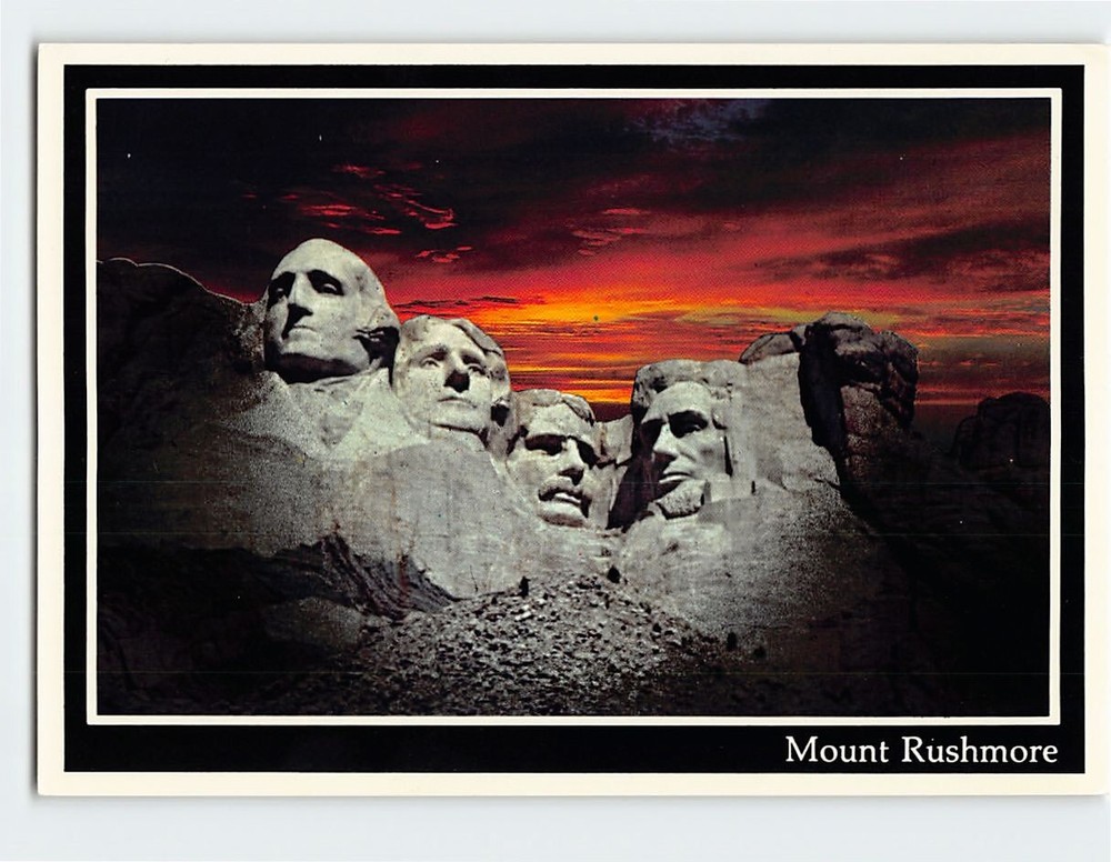 Postcard Mount Rushmore Memorial Black Hills Keystone South Dakota USA