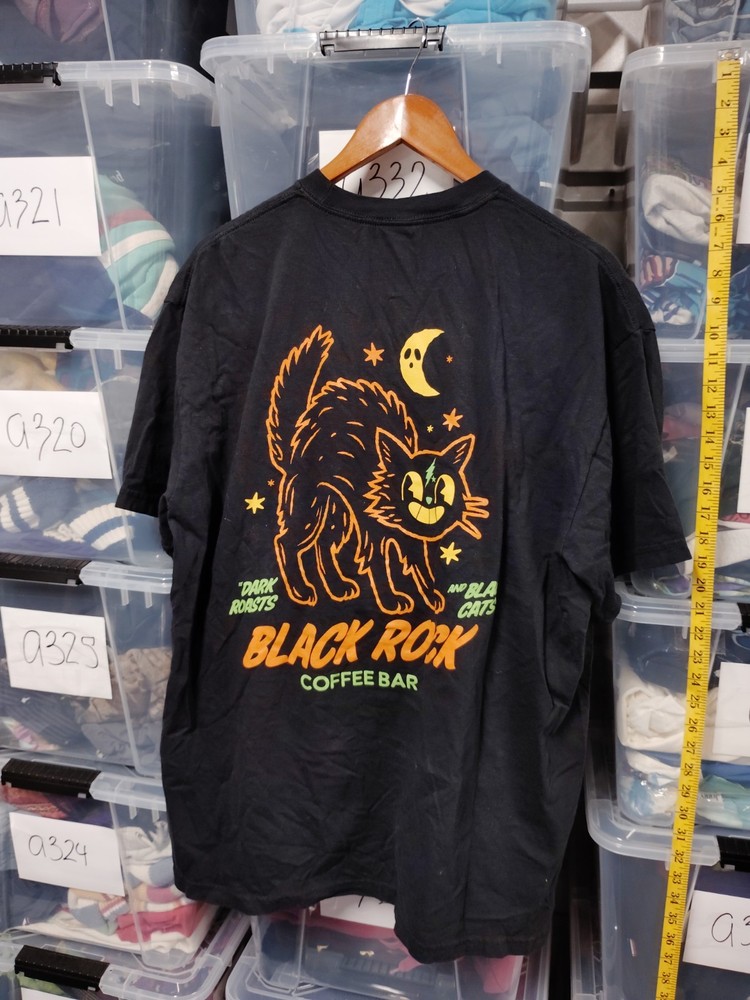 Black Rock Coffee Bar Black Roast Cat Shirt Size XL Oregon Good Condition A356