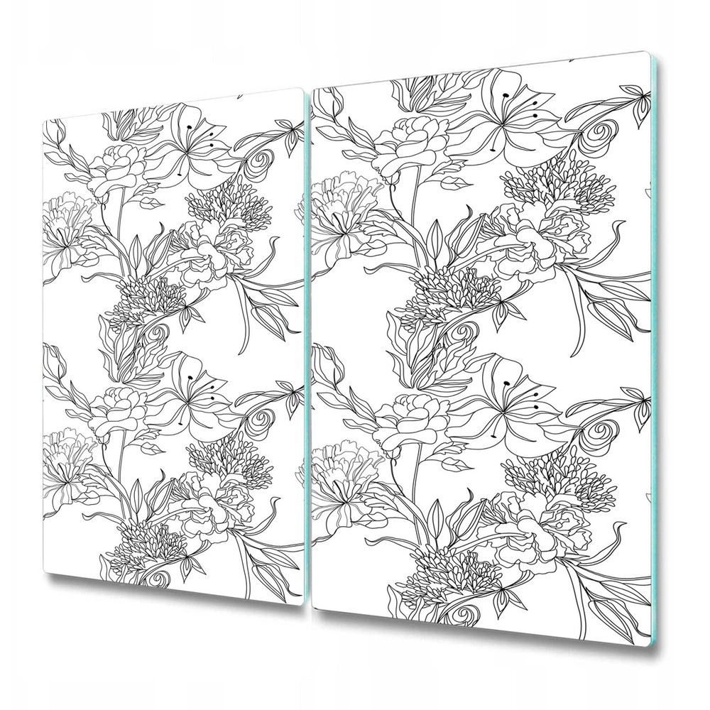 Glass Kitchen Chopping Board Worktop Saver Black and white forest 2x30x52