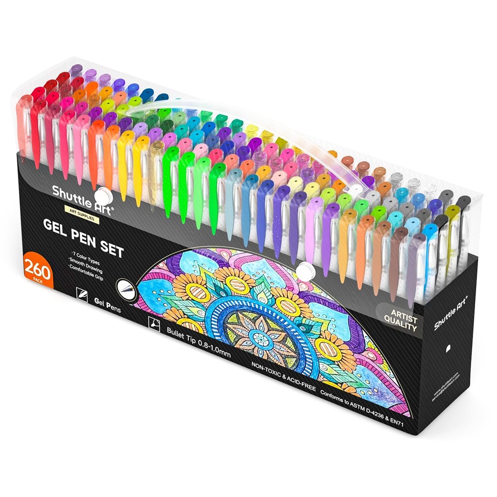 260 Pack Gel Pens Set, 130 Colors with 130 Refills for Adults Coloring Books ...