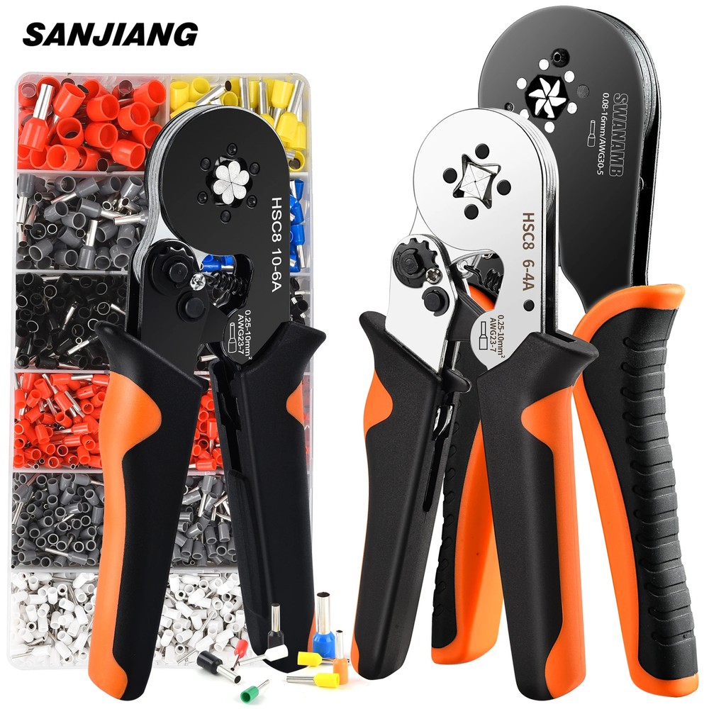 Tubular Terminal Crimper Kit 0.08-16mm² /0.25-10mm² Electrical Crimping Pliers