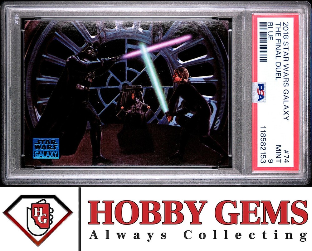 DARTH VADER LUKE SKYWALKER PSA 9 2018 Topps Star Wars Galaxy Final Duel Blue #74