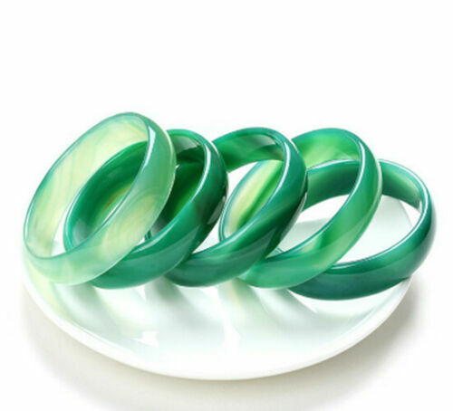 Natural Green Agate Jade Bangle Bracelet Large Size 57-58mm
