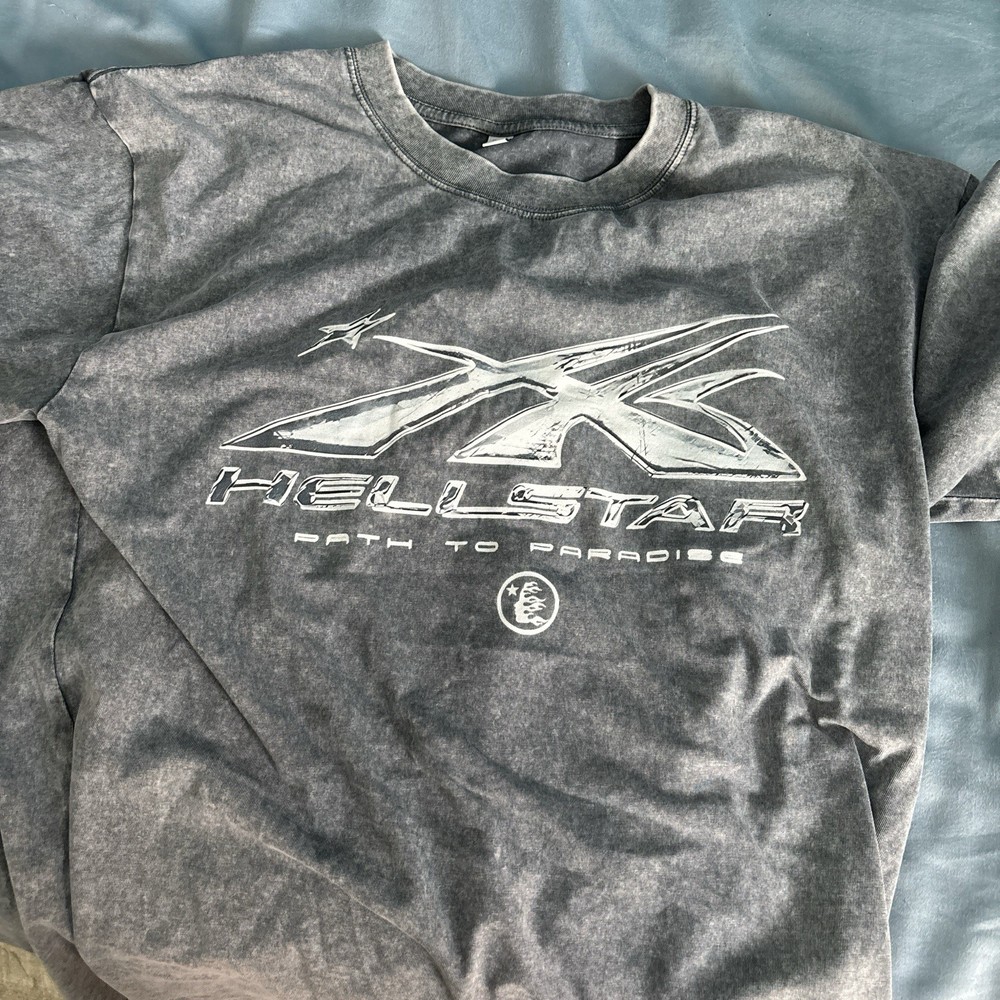 Hellstar Path to Paradise Graphic Gray Cotton Jersey Men's T-Shirt Short Sleeve