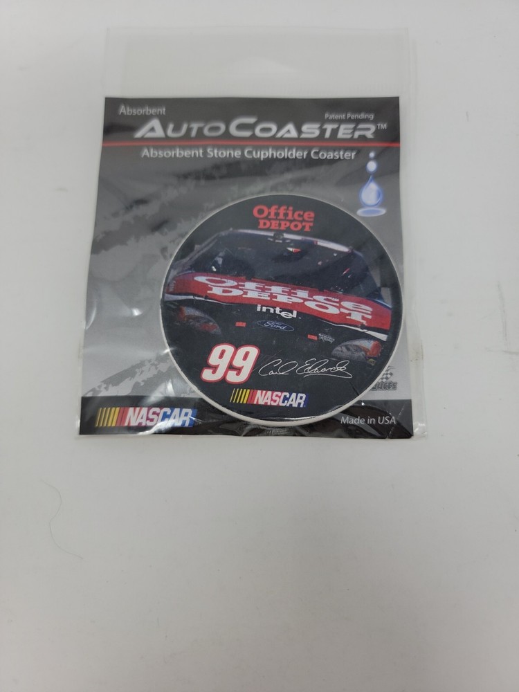 Absorbent Ceramic Car Coasters Carl Edwards NASCAR Office Depot 99 Brand New