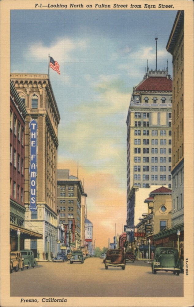 Fresno, California CA F-1 Looking North Fulton Street from Kern Original Vintage