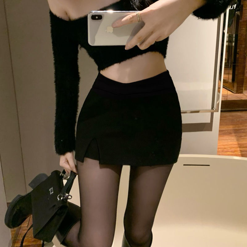 Women's Bag Hip Skirt Summer New High Waist Hot Girl Miniskirt V-waist Skirt