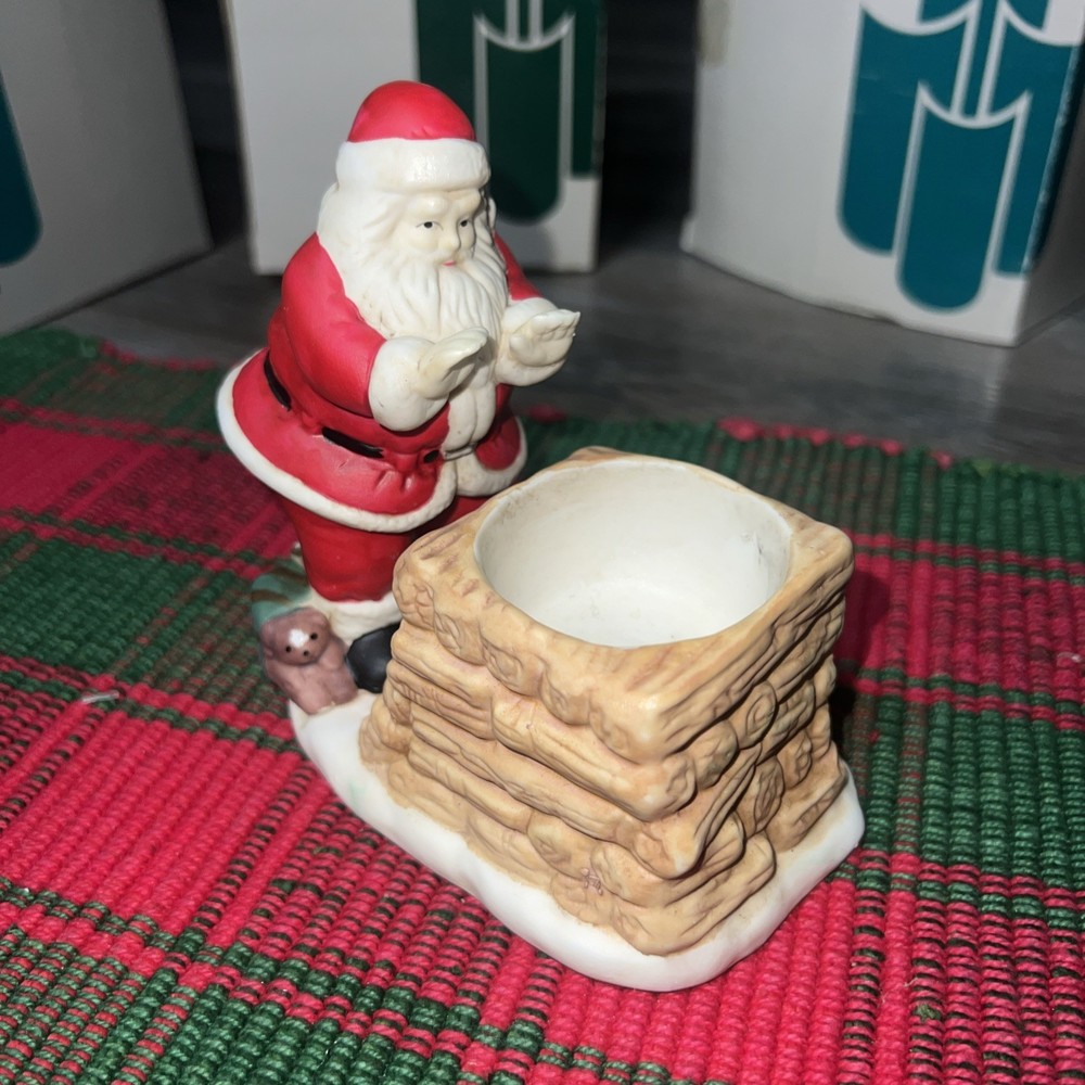 Partylite Rooftop Santa P0908 Tealight Candle Holder with Box Retired