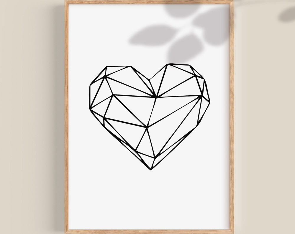 Geometric Heart Modern Art Minimalist Wall Art Heart Print Heart Minimal