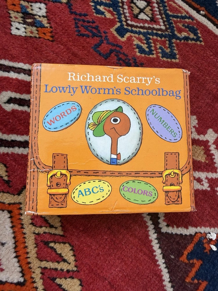 Richard Scarry's Lowly Worm's Schoolbag (Hardcover) RARE 1987 First Edition
