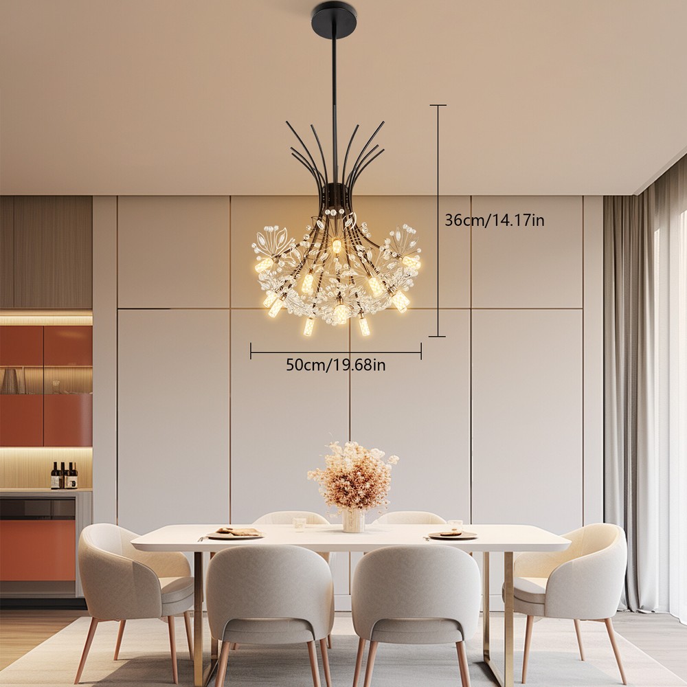Modern 13-Light LED Crystal Glass Pendant Chandelier Ceiling Lamp