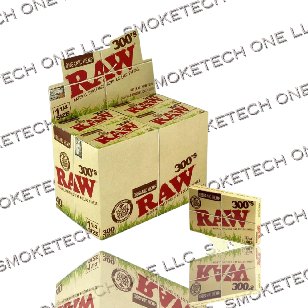 RAW Organic 300s 1 1/4 Size 40pks per Display Natural Precise