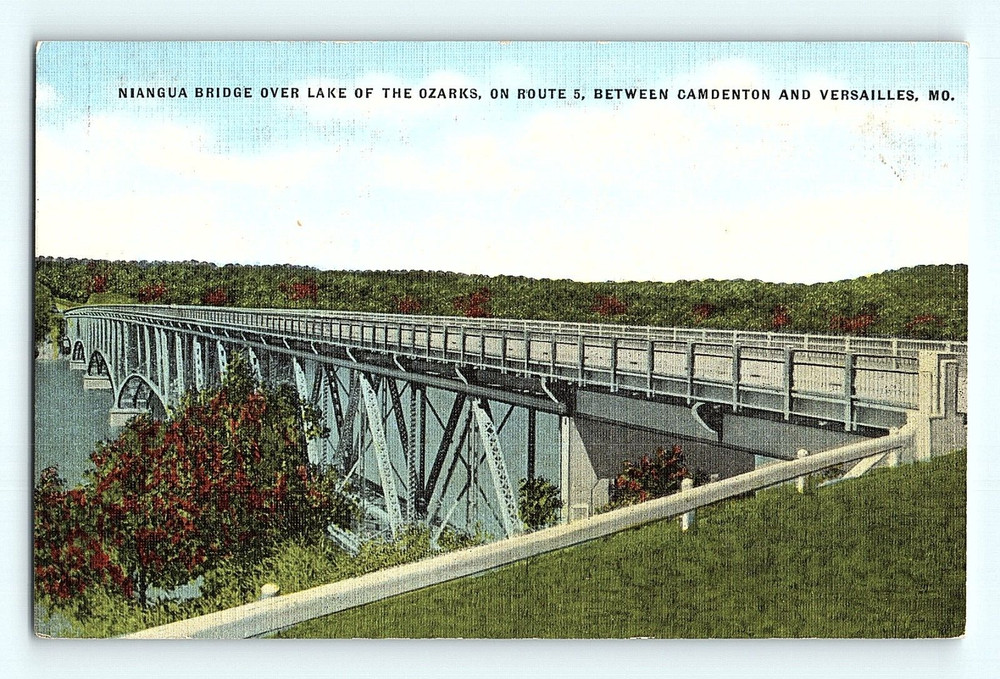 Niangua Bridge Over Lake of the Ozarks Route 5 Camdenton Versa Linen Postcard G5