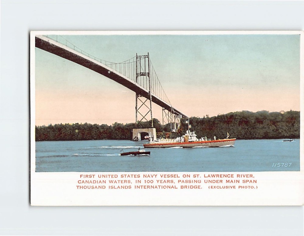 Postcard Thousand Islands International Bridge American Span Thousand Islands NY