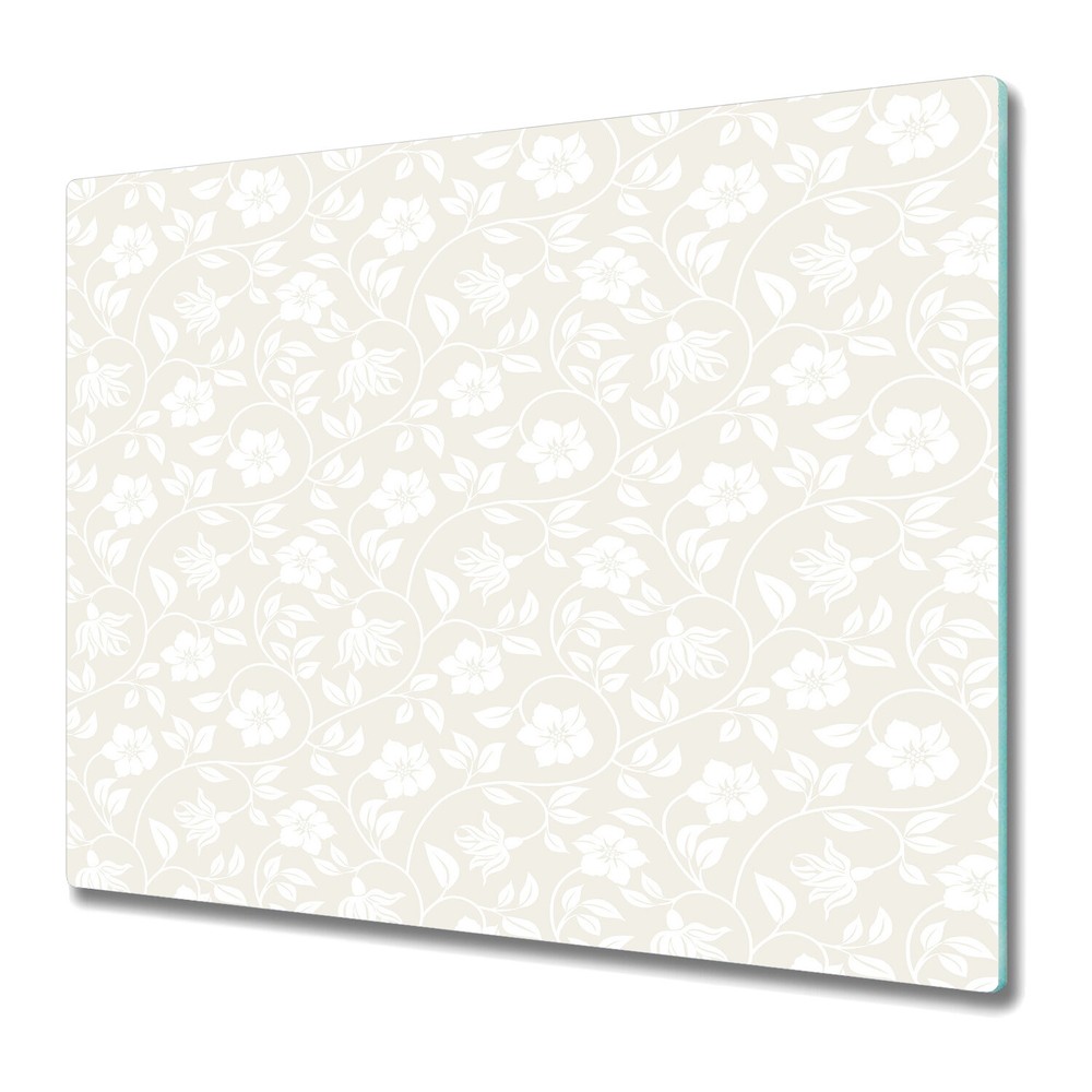 Glass Chopping Board Utensil Board Worktop Saver Light flowers white 60x52