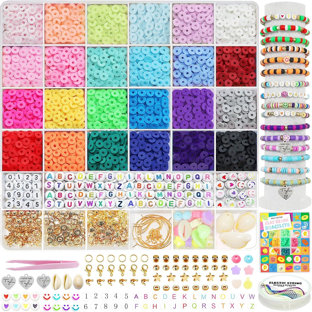 6600+PCS 24-Color DIY Clay Beads Bracelet Making Kit for Friendship Gifts