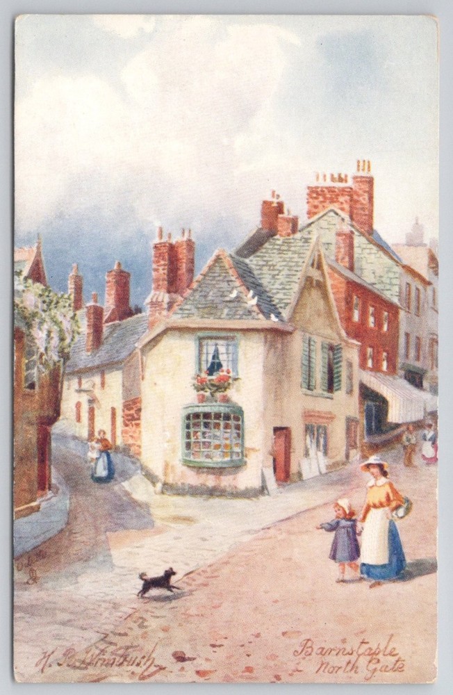 Barnstaple North Gate Oilette Postcard Raphael Tuck H.B. Wimbush Art