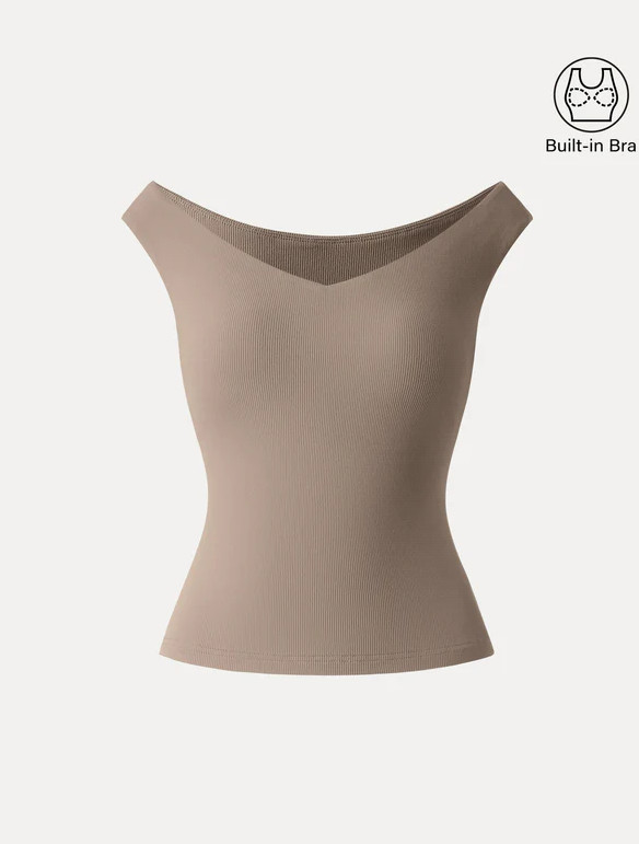 OGL Essential V-neck New Airy Bra Top, Cork (NEW)