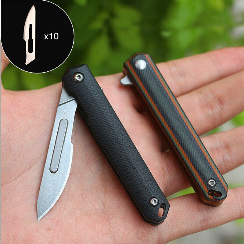 G10 Pocket Utility Knife with Replaceable Scalpel Blade for EDC Camping Outdoor