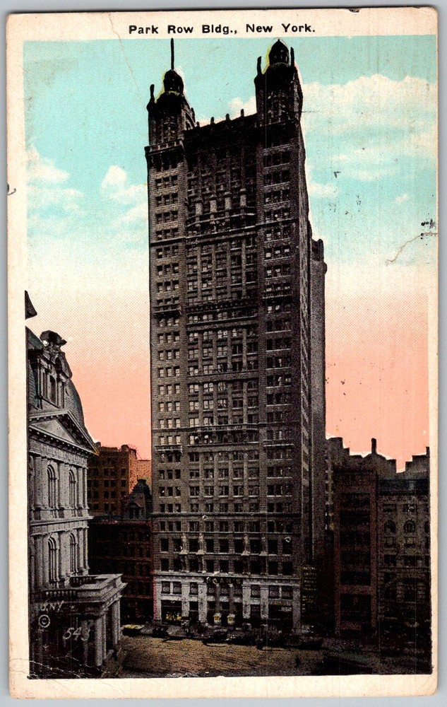 Antique Postcard Park Row Building New York, NY 1920s