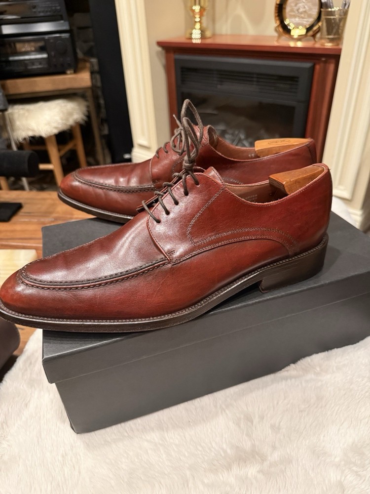 Calzoleria Toscana Brown Leather Derby Men's Dress Shoes Lace-Up EU 46