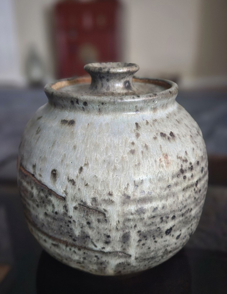 Vintage Studio Art Pottery Stoneware Jar With Lid 6.75