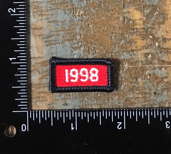 Vintage 1998 Year Date Birthdate Event Embroidered Sew-On Tab Patch