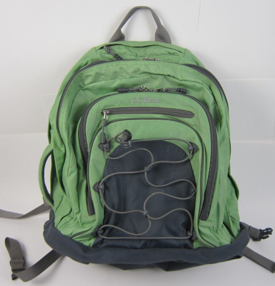 LL Bean Backpack Green with Turbo Transit Pockets Commute Travel Bag - Used