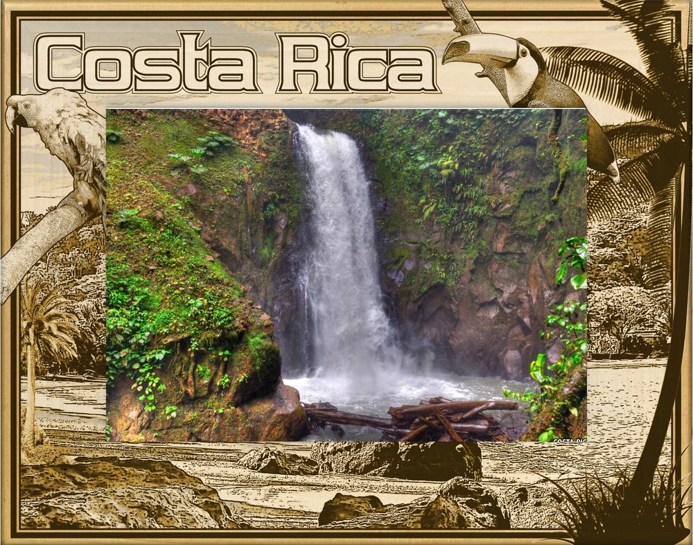Costa Rica Laser Engraved Wood Picture Frame Landscape (4 x 6)