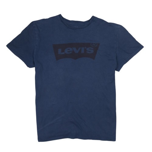 Levis Mens T Shirt Navy Blue Cotton Graphic Batwing Logo Tee Short Sleeve L
