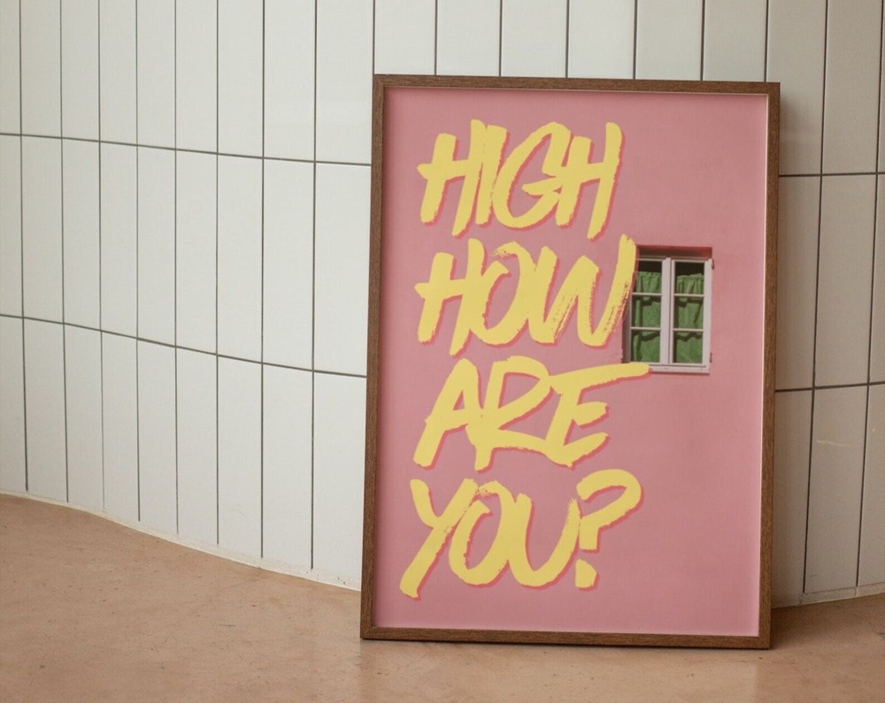 High How Are You Wall Print Funny Wall Art Pink Dorm Room Poster Prints Large